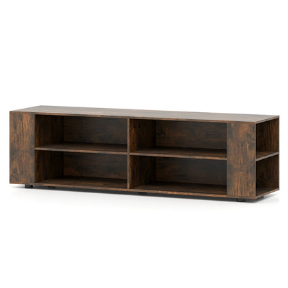 TV Stand for TVs up to 65 Inches, Modern Media Entertainment Center with 4 Open Storage Shelves and 4 Side Storage Shelves