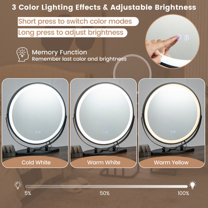 Vanity Table Set with 3-Color Lighted Swivel Touch Screen Mirror, Dressing Table Set with Human Body Induction