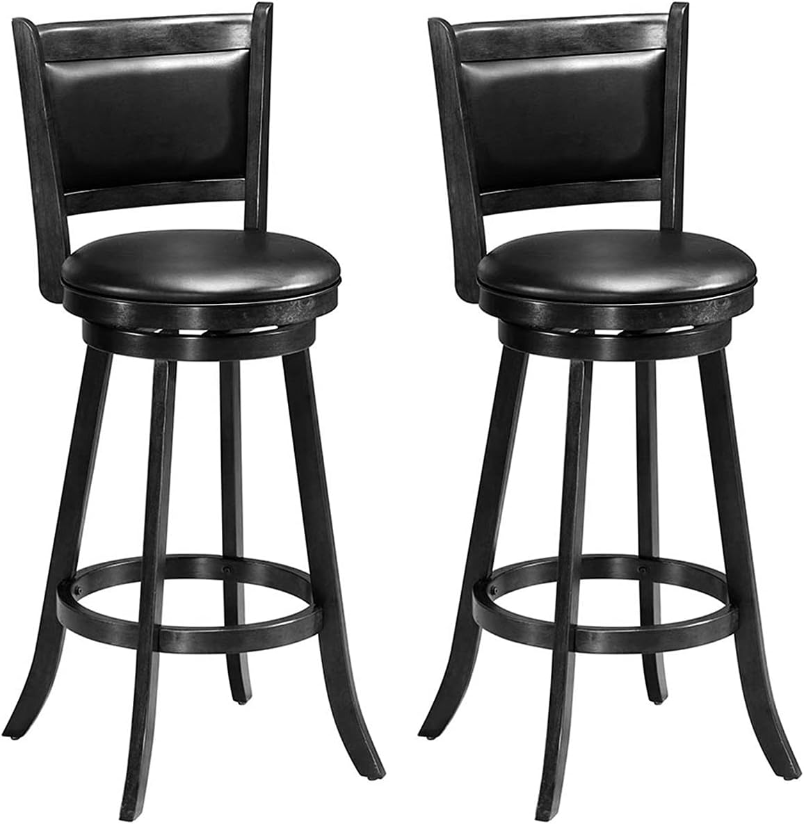 Goflame Accent Wooden Swivel Back Counter Height Bar Stool, Fabric Upholstered Design