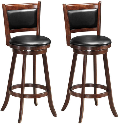 Goflame Accent Wooden Swivel Back Counter Height Bar Stool, Fabric Upholstered Design