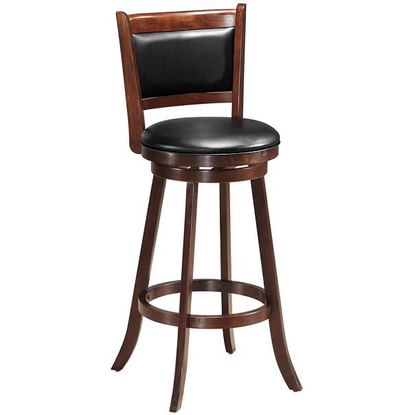 Goflame Accent Wooden Swivel Back Counter Height Bar Stool, Fabric Upholstered Design