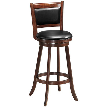 Goflame Accent Wooden Swivel Back Counter Height Bar Stool, Fabric Upholstered Design