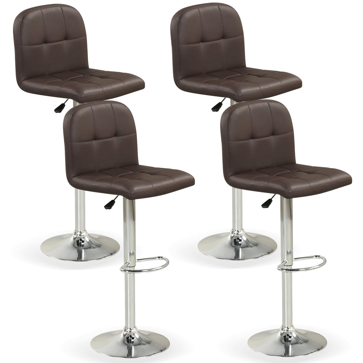 Goflame Height Adjustable Bar Chairs with Back & Footrest Set of 2/4