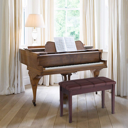 Goflame Wooden Duet Piano Bench with Padded Cushion and Music Storage