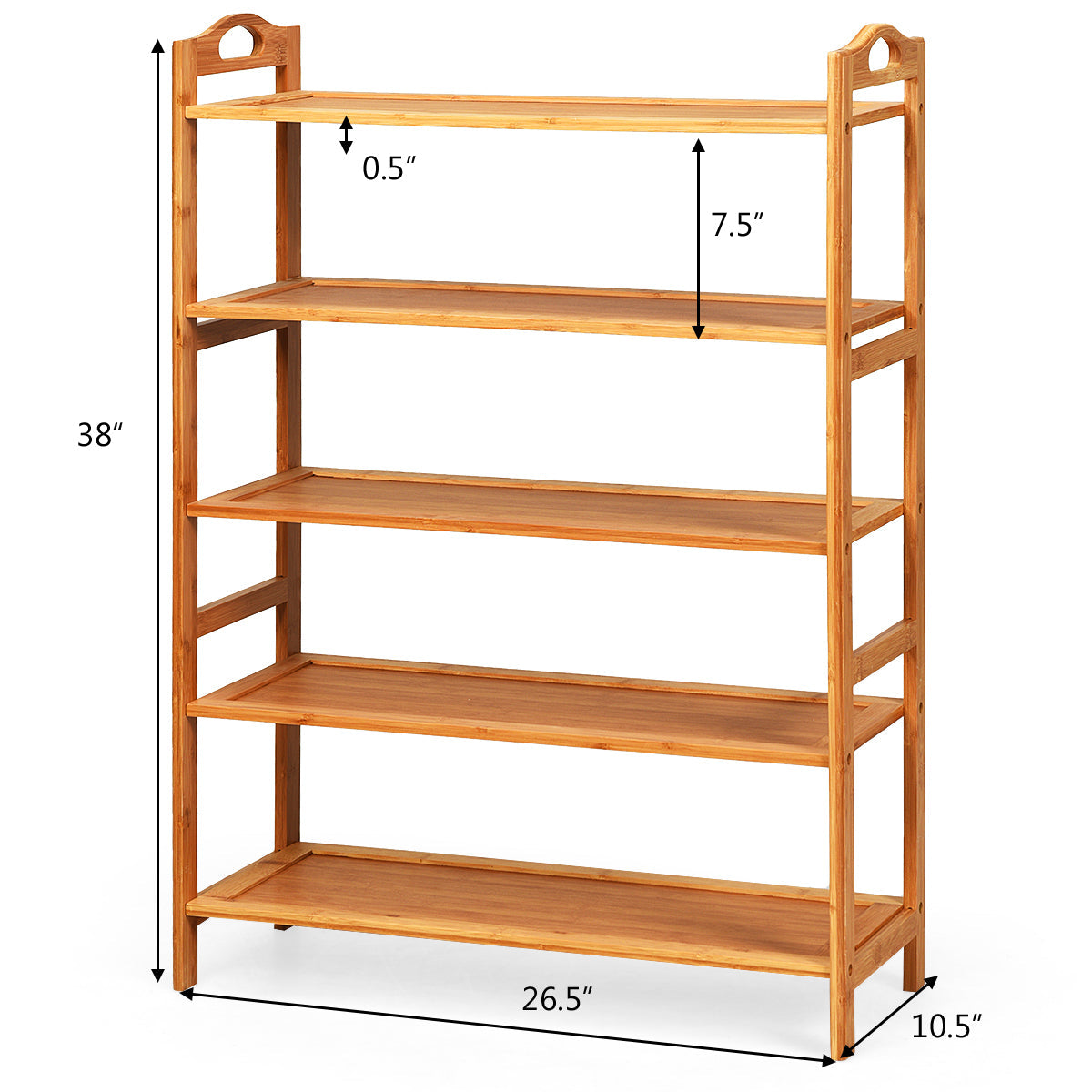 Bamboo Shoe Rack 5 Tier, Freestanding Shoe Rack - Goflameus