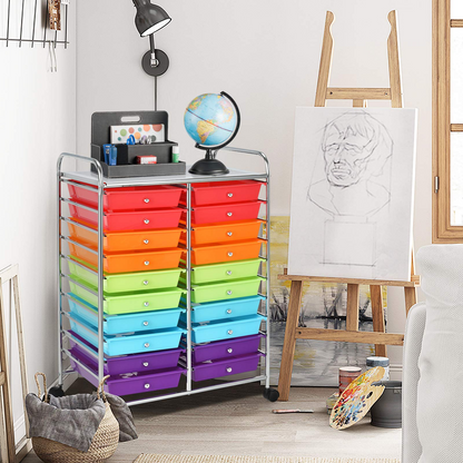Goflame Storage Drawer Carts, 20-Drawer Organizer, Utility Cart on Wheels