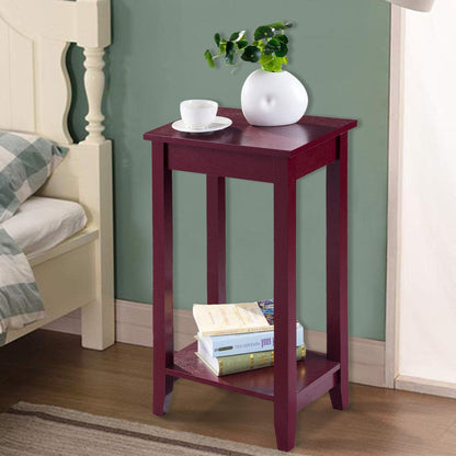 Goflame Narrow Telephone Table with Shelf and Legs for Small Spaces, Espresso