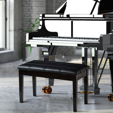 Goflame Wooden Duet Piano Bench with Padded Cushion and Music Storage