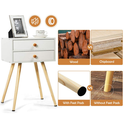 Goflame Nightstand W/2 Drawers for Bedroom