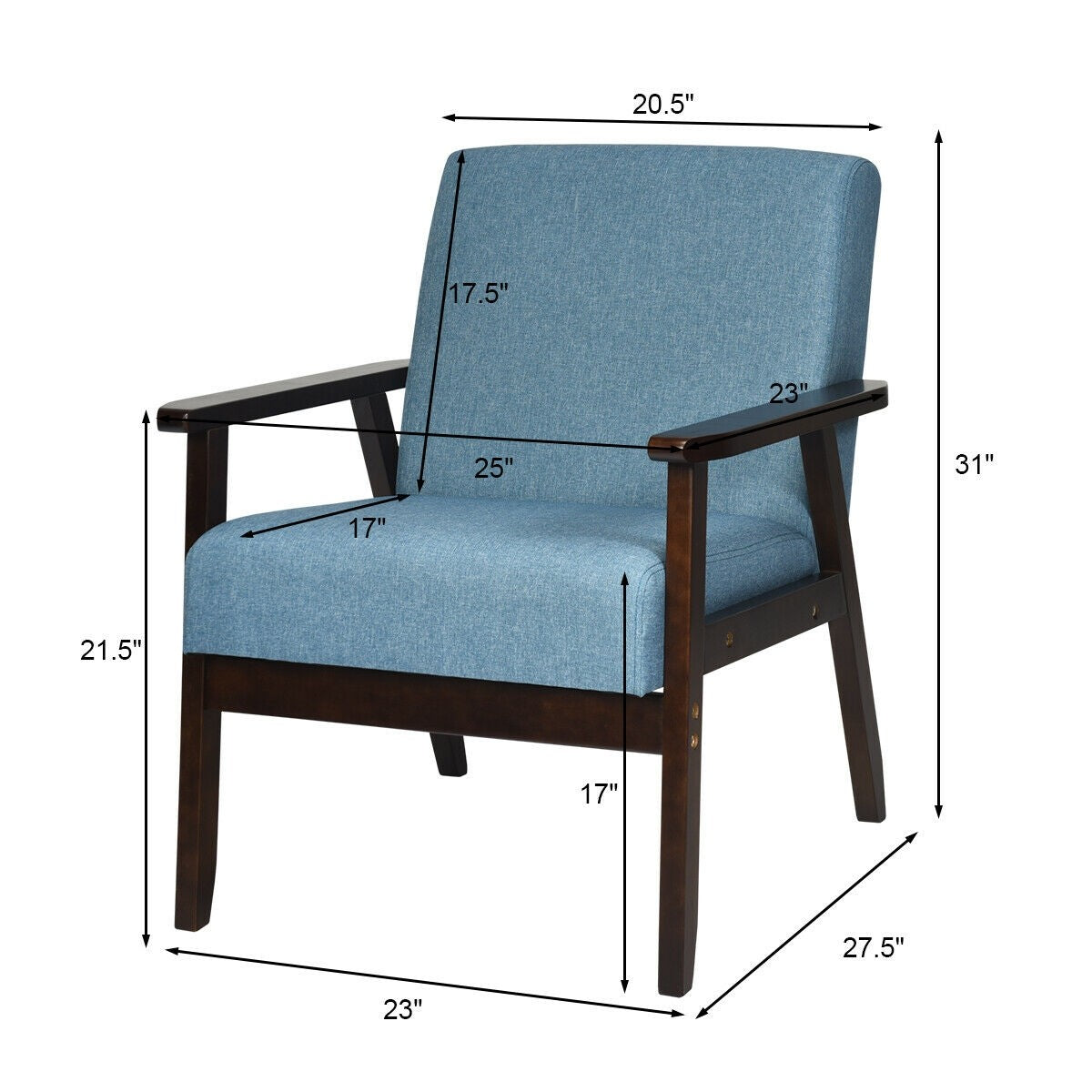Mid-Century Modern Accent Chair for Living Room - Goflameus