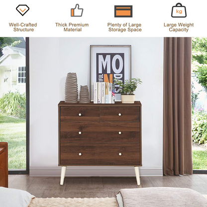 Goflame 4-Drawer Dresser, Free-Standing Chest Wood Legs and Sliding Rail