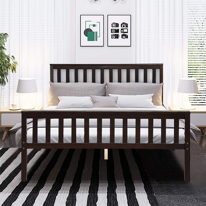 Goflame Queen Size Wood Slats Great Support with Six Legs, No Box Spring Needed, Antique Espresso