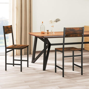 Goflame Dining Chairs Set, Industrial Kitchen Chairs with Metal Legs, Slanted Back