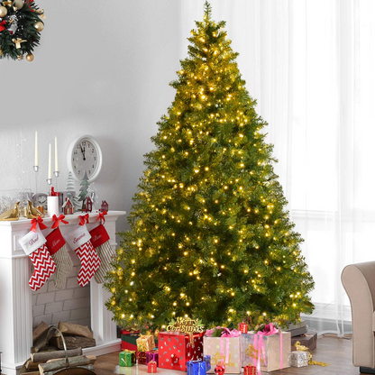 Goflame Pre-Lit Christmas Tree Artificial PVC Spruce Hinged with 560 LED Lights and Solid Metal Legs - GoflameUS