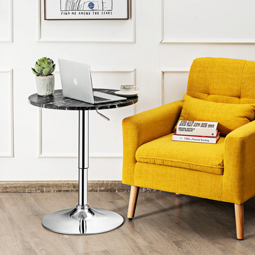Goflame Round Pub Table Height Adjustable, 360 Degree Swivel Cocktail Pub Table, Office Bar Table