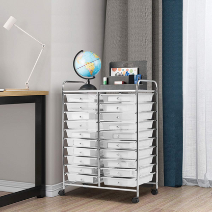 Goflame Storage Drawer Carts, 20-Drawer Organizer, Utility Cart on Wheels