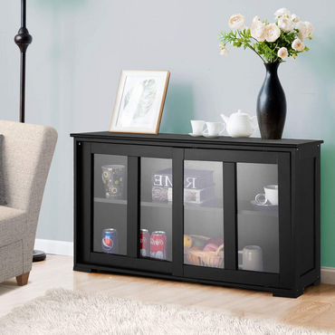 Goflame Buffet Sideboard, Wood Credenza with Sliding Doors