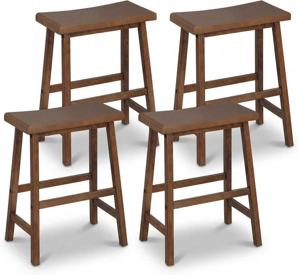 Goflame 24 Inch Counter Height Saddle Bar Stools with Footrest (2/4)