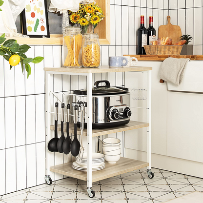 Goflame Kitchen Baker's Rack 3-Tier Microwave Cart on Wheels