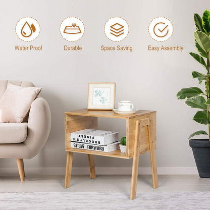Goflame Bedroom Stackable End Table (Natural)