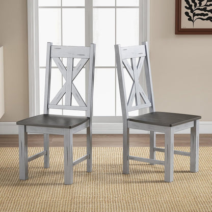 Goflame Retro Wooden Dining Chairs Set, Farmhouse Kitchen Chairs w/Rubber Wood Frame, Elegant Hollowed Backrest