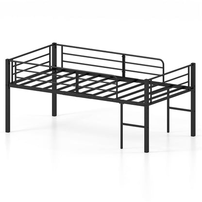 Goflame Twin Low Loft Bed | Metal Bed Frame with 21.5" H Under-Bed Space