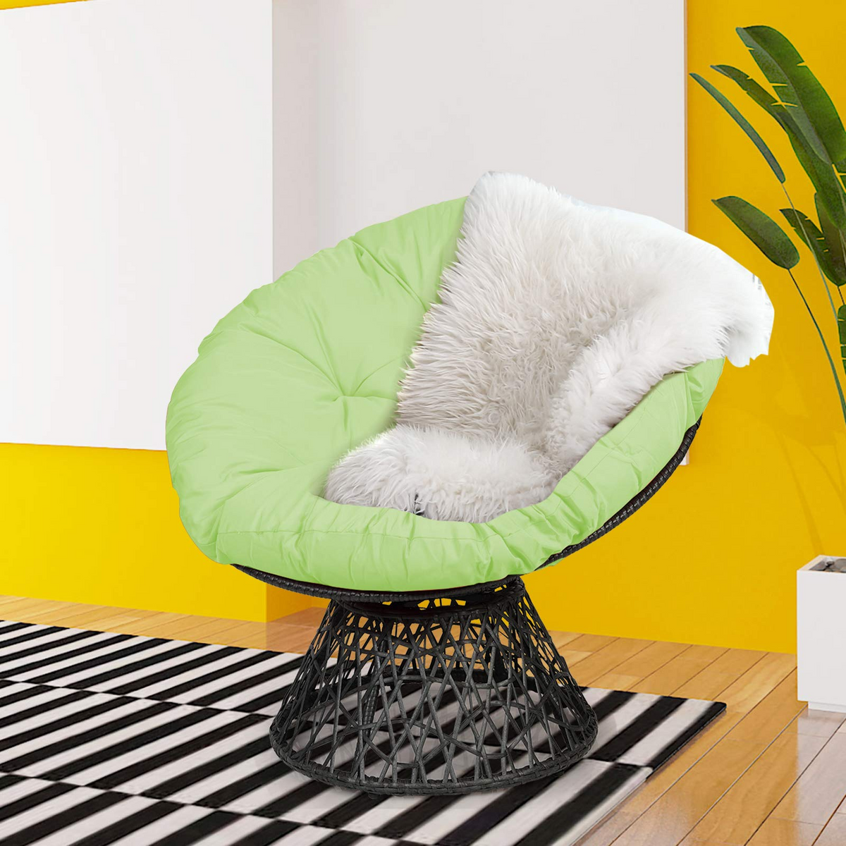 Goflame Rattan Round Papasan Chair