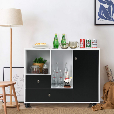 Goflame Lateral File Cabinet 2 Drawer Printer Stand, Rolling Storage Office Cabinet with Lockable Wheels