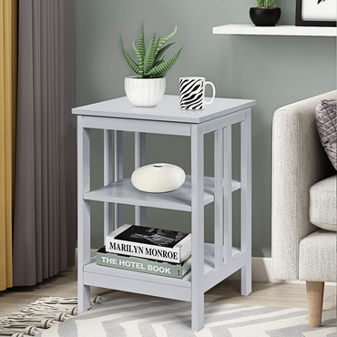 Goflame Nightstand 3-Tier Sofa Side Table W/Reinforced Bars and Stable Structure