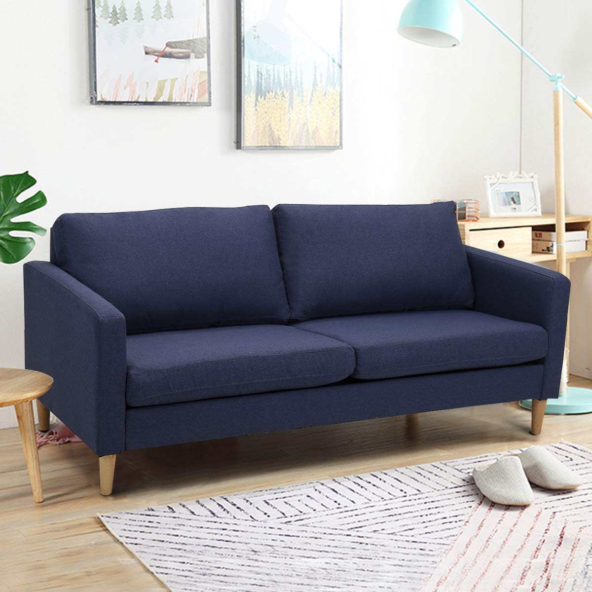 Goflame Modern Upholstered Accent Sofa, Fabric Futon Sofa Bed