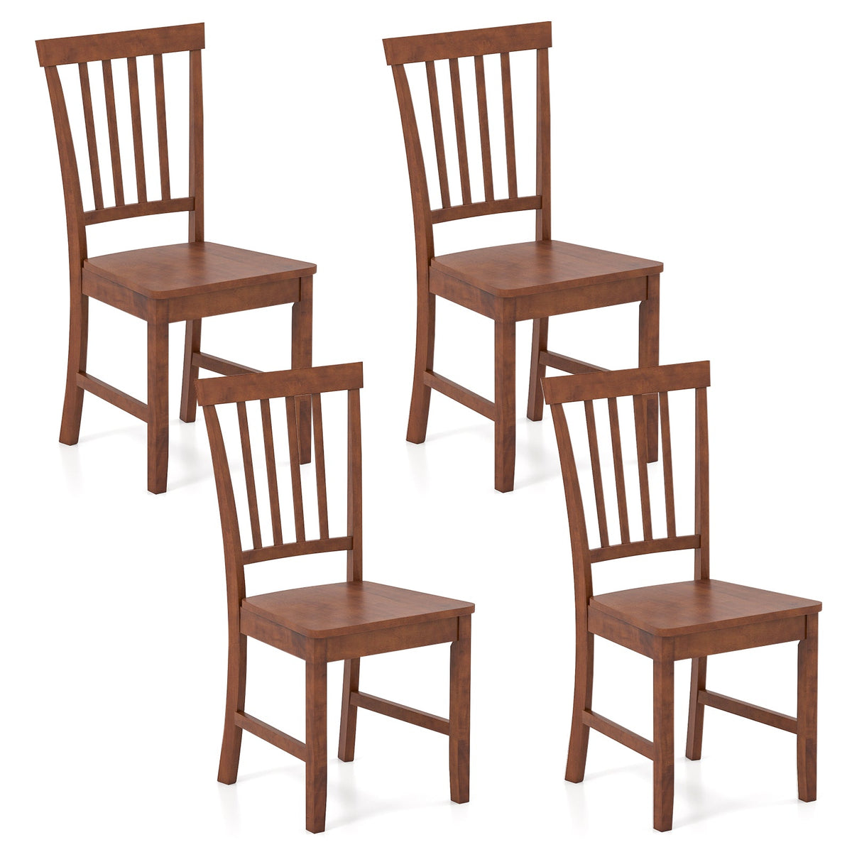 Goflame Set of 4/ 2 Dining Room Side Chair w/High Slat Back, Wood Legs