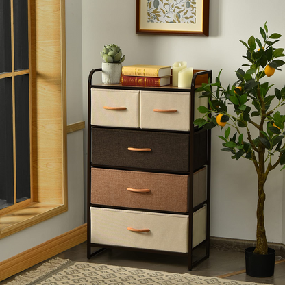 Goflame Sturdy Steel Frame & Wooden Top Vertical Organizer Unit for Closets, Bedroom Utility Dresser Chest (23 x 11.5 x 39 inch)