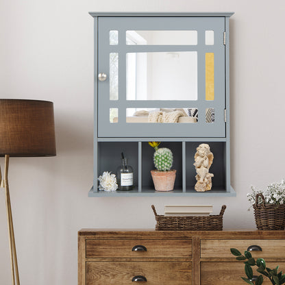 Bathroom Medicine Cabinet with Mirror, Wall Mounted Hanging Storage Organizer with Adjustable Shelf