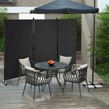 3 Panel Folding Room Divider, 6FT Rolling Privacy Screen with Lockable Wheels