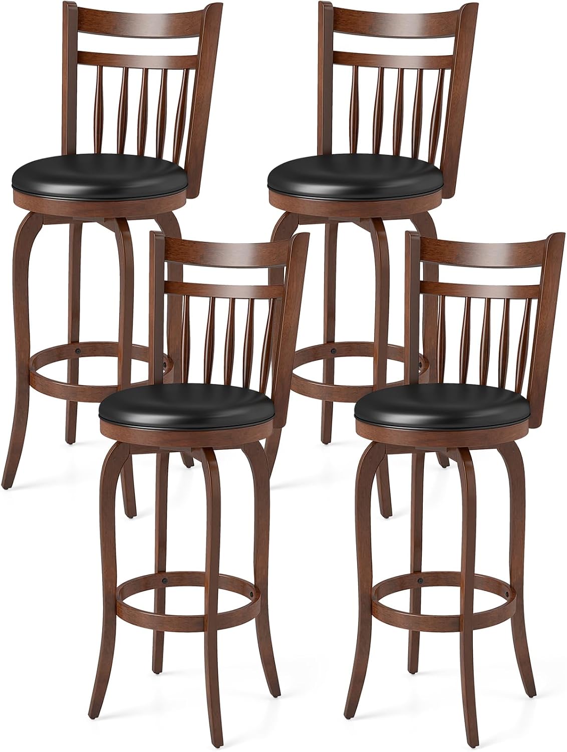 Goflame Swivel Bar Stools Set of 2, 24 Inch Counter Height Barstools | 360° Rotating Bar Chairs w/Footrest