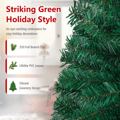 5FT PVC Artificial Green Christmas Tree Home Holiday Décor with Metal Stand 350 Branches Holiday Indoor Decoration
