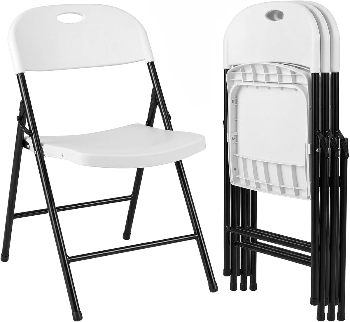 Goflame Plastic Folding Chair | Portable Stackable Commercial Seats with Ergonomic Backrest