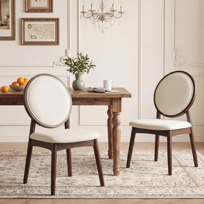 Goflame Set of 2/4 Upholstered Linen Fabric Kitchen Side Chairs with Padded Seat