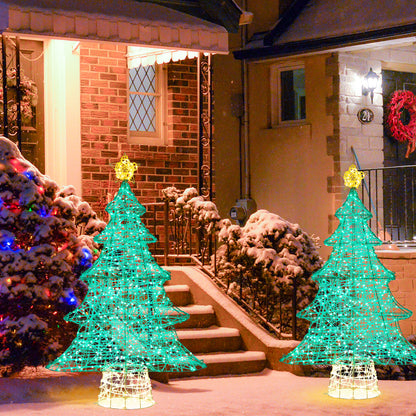 4FT Lighted Christmas Tree with Top Star, Illuminated Christmas Tree Decoration with 520 Warm White LED Lights