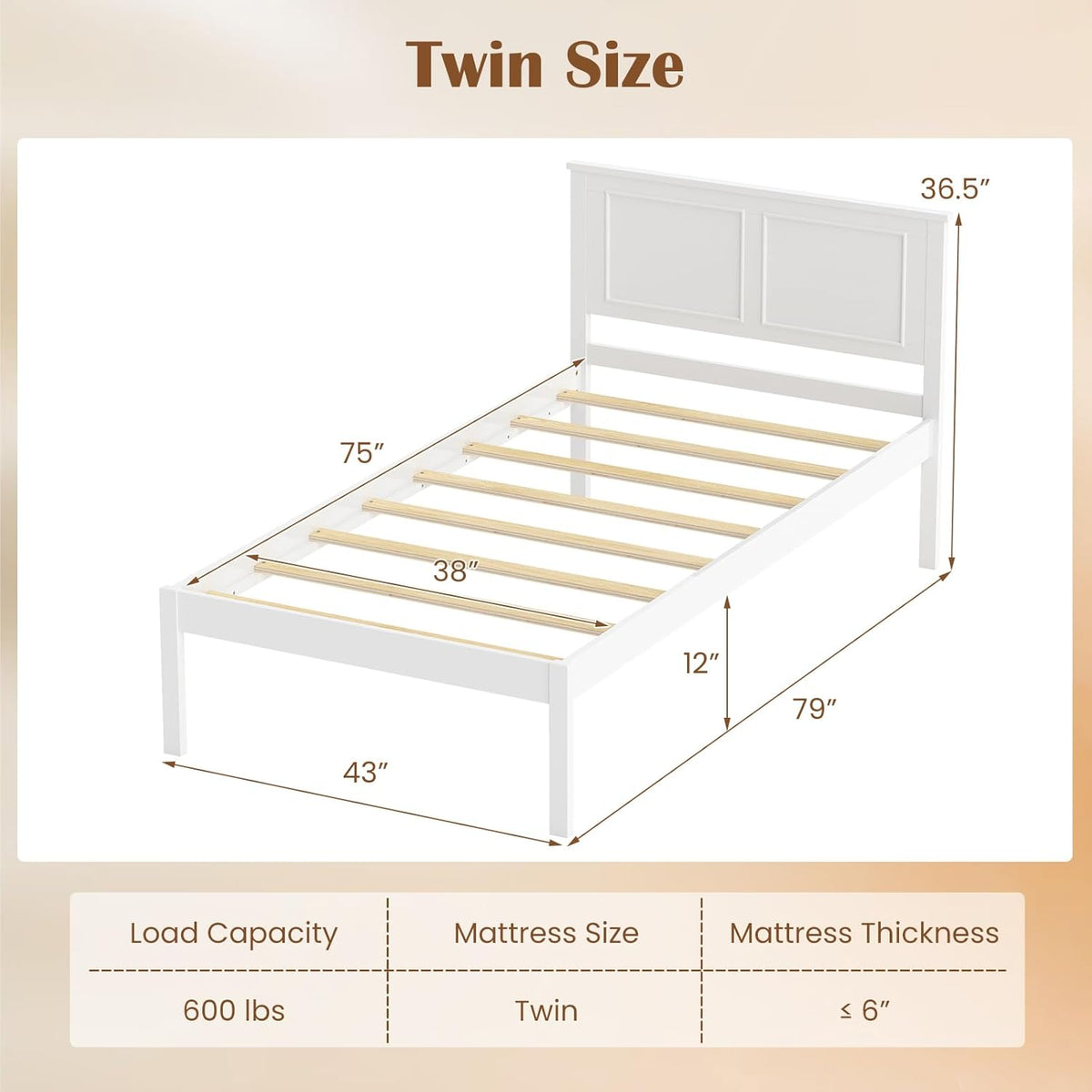 Goflame Wood Queen/Full/Twin Size Bed Frame with Wooden Slat Support