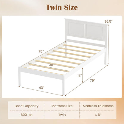 Goflame Wood Queen/Full/Twin Size Bed Frame with Wooden Slat Support