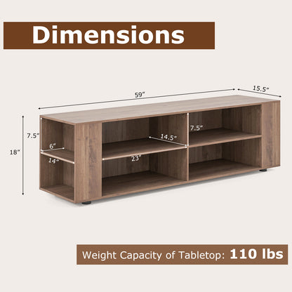 TV Stand for TVs up to 65 Inches, Modern Media Entertainment Center with 4 Open Storage Shelves and 4 Side Storage Shelves