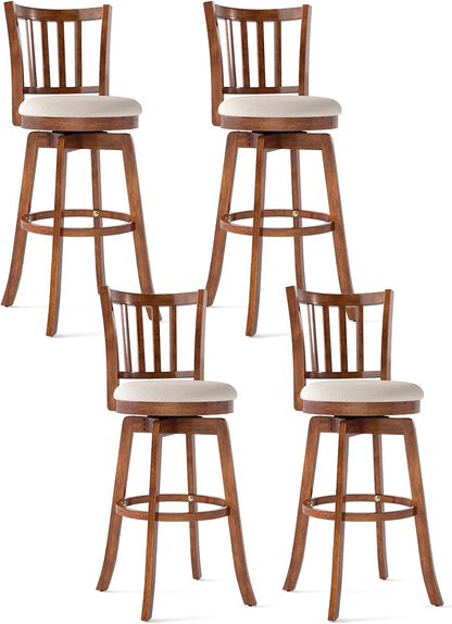 Goflame 30.5" Swivel Bar Stools Set of 2/4 with Rubber Wood Legs & Footrest & Upholstered Seat