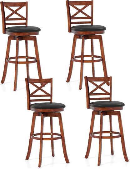 Goflame 30.5 Inch Bar Height Chairs Stools Set of 2/4 with PU Faux Leather Upholstered Seat