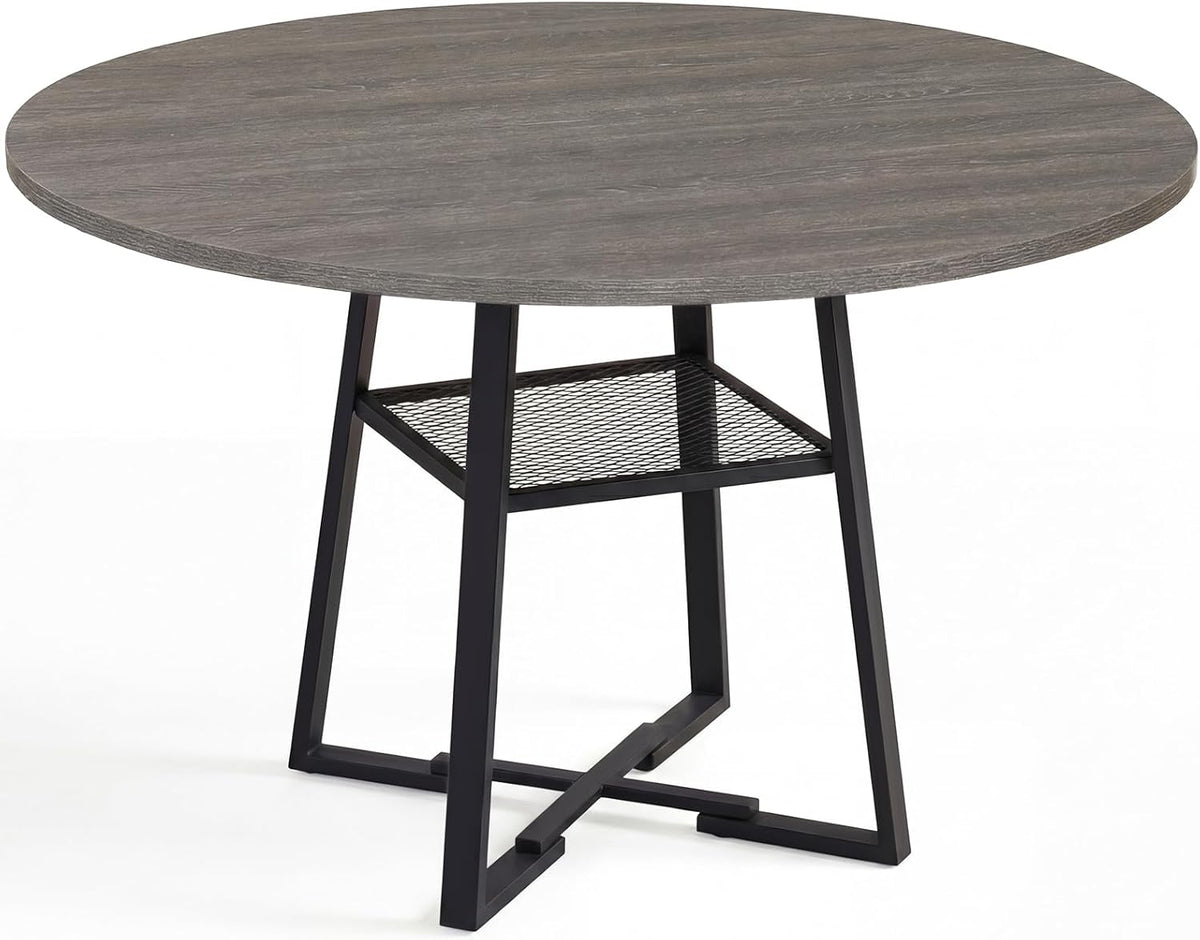 Goflame Round Dining Table for 4-6 | 47.5" Circle Kitchen Table with Storage Shelf