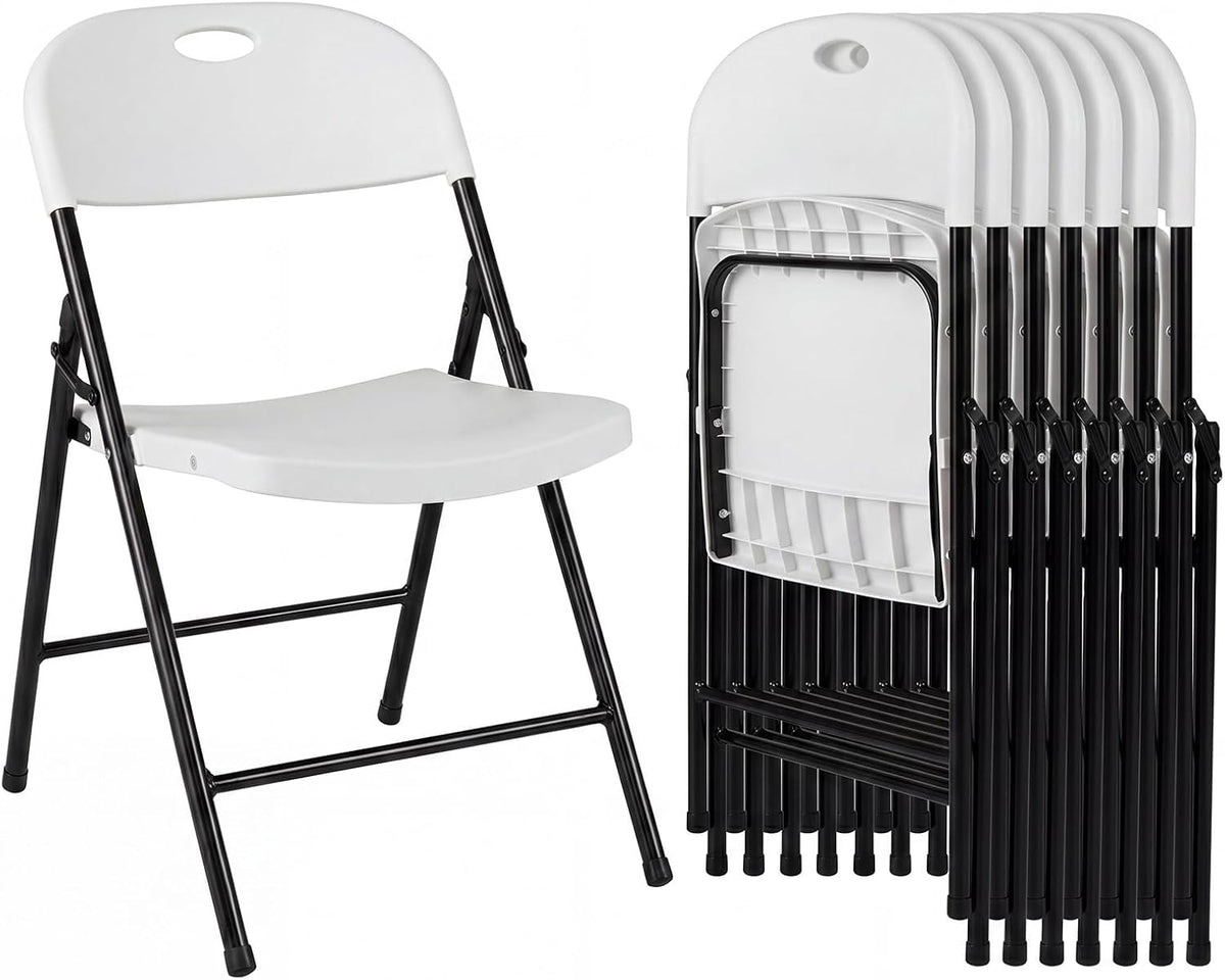 Goflame Plastic Folding Chair | Portable Stackable Commercial Seats with Ergonomic Backrest