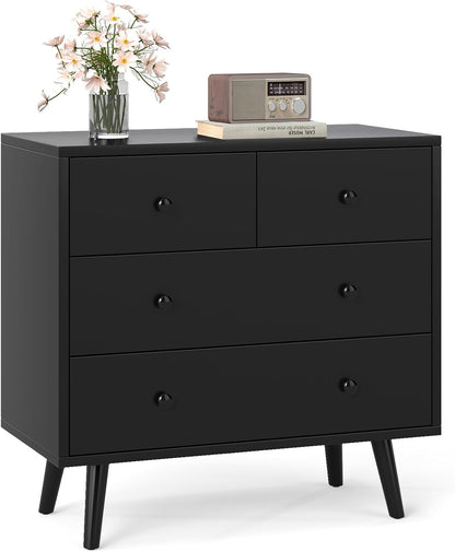 Goflame 4-Drawers Dresser for Bedroom | Wide Wooden Chest Drawers with Anti-Toppling Devices
