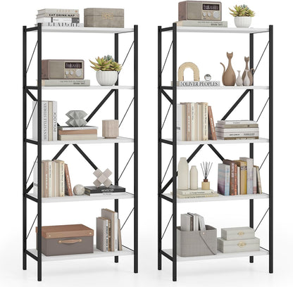 Goflame 5-Tier Tall Industrial Bookcase with Heavy-Duty Metal Frame (1/2)