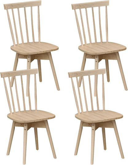 Goflame Windsor Mid Century Rubber Wood Kitchen Chairs with Swivel Seat & Spindle Back (2/4)