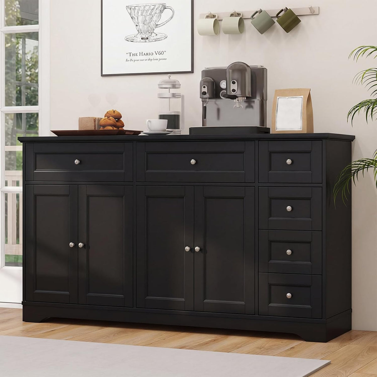 Goflame Large Buffet Cabinet with Storage, 59” Kitchen Cabinet